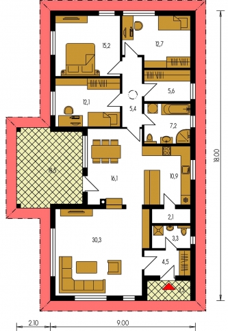 Floor plan of ground floor - BUNGALOW 182